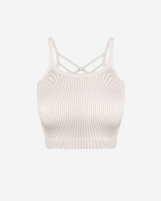 Merci Waffle Knit Crop Top - Oatmeal