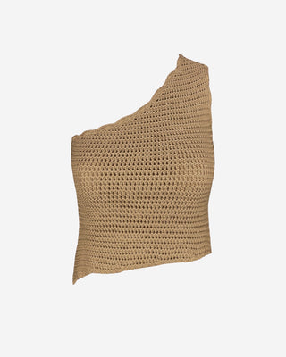 Agnata Crochet Crop Top - Camel