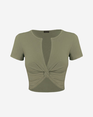 Coval Twist Front Crop Top - Sage