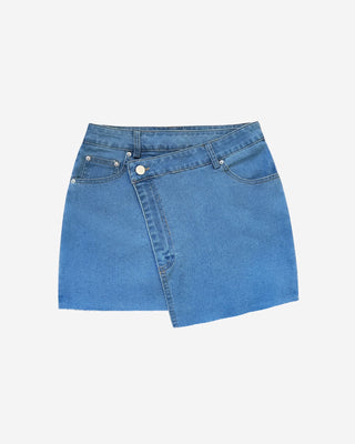 Valley Asymmetrical Denim Mini Skirt