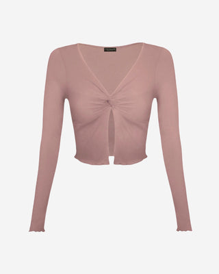 Joss Twist Front Knit Top - Gloomy Pink