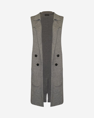 Kenneth Sleeveless Duster Cardigan - Brown Mauve