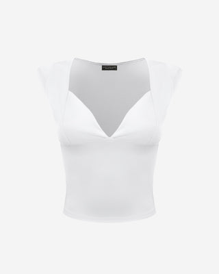 Manor Deep V Cut Crop Top - Ivory