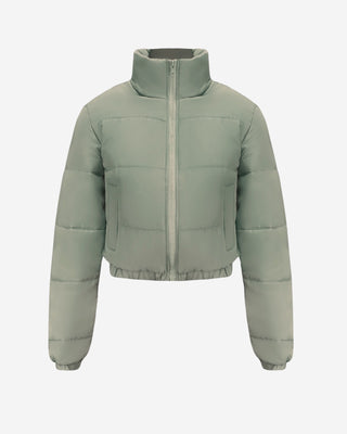 Mercer Cropped Puffer Jacket - Olive Green