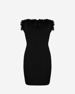 Medina Feathered Mini Dress - Noir