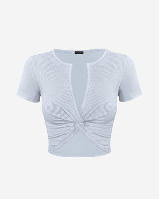 Coval Twist Front Crop Top - Heather Gray