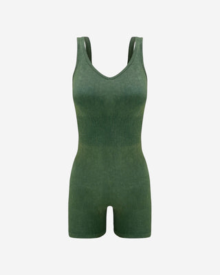 Blane Washed Romper - Hunter Green