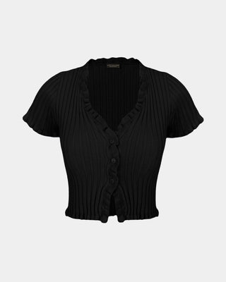 black metalux button down crop top