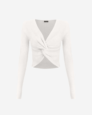 Cherval Twist Front Knit Top - Ivory White