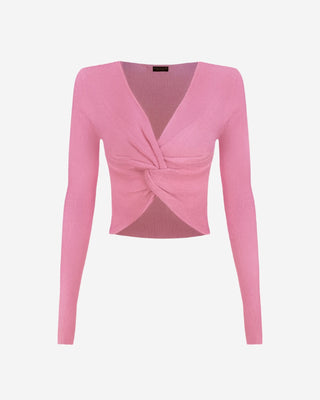 Cherval Twist Front Knit Top - Carnation Pink