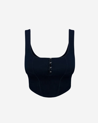 Corta Hook & Eye Crop Top - Onyx