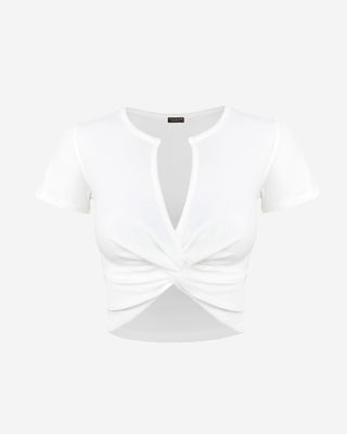 Coval Twist Front Crop Top - Ivory