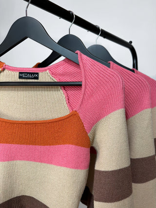 Emilio Color Block Knit Crop Top