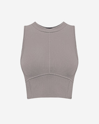 Mott Seamless Ribbed Crop Top - Smoke