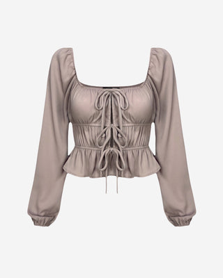 Arada Chiffon Crop Top - Mushroom