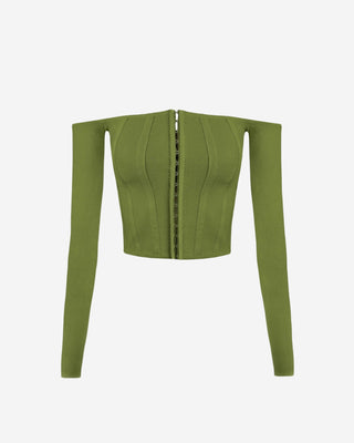 Porter Off Shoulder Corset - Olive Green