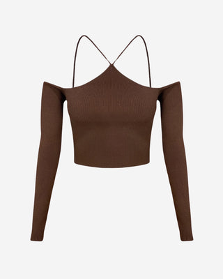 Lennox Bodycon Knit Halter - Chocolate